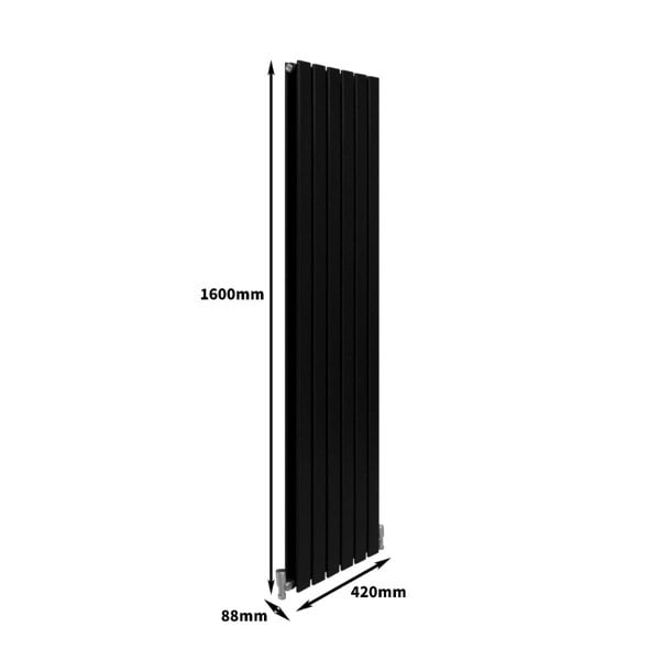 Designer Flat Panel Radiator - Matt Black (1600mm x 420mm)