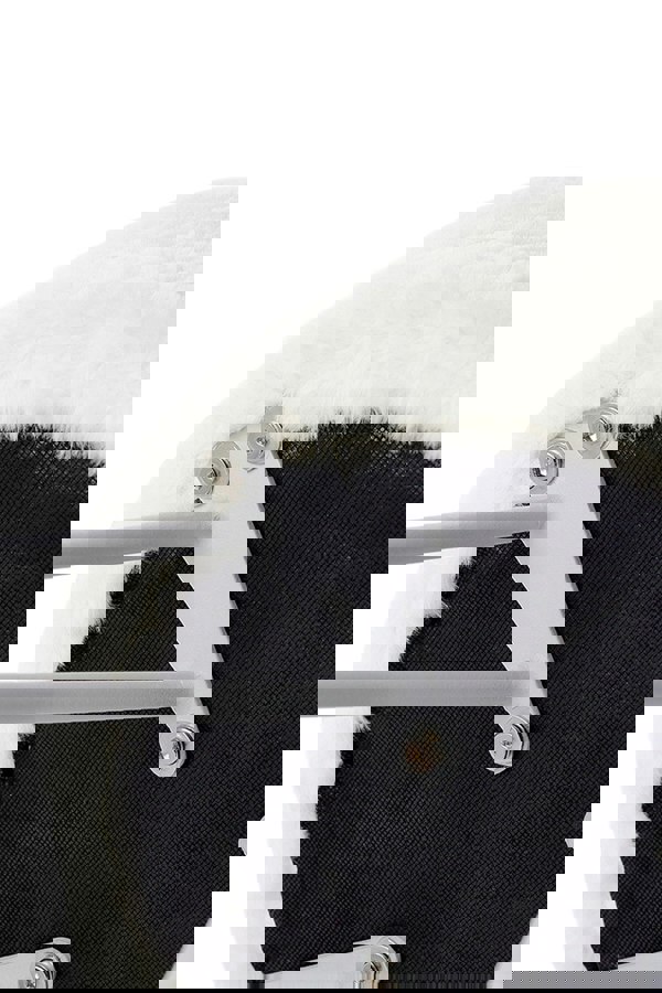 Living and Home Soft Fluffy White Low Chair Dressing Footstool with Metal Leg