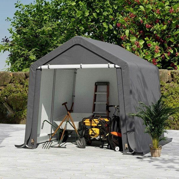 Galvanized Tube Storage Shed Garden Shed in Grey Living and Home 