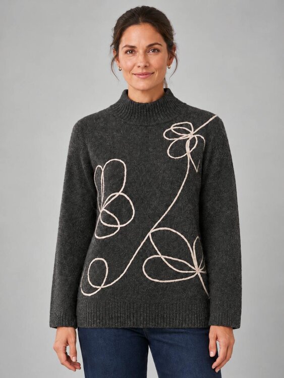 VIZ-A-VIZ Floral Crew Neck Jumper