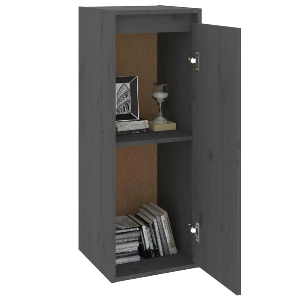 Berkfield Wall Cabinet Grey 30x30x80 cm Solid Wood Pine