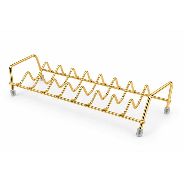 Dyzi Stainless Steel Dish Rack 7 Slot Plate Lid Kitchen Organiser Gold