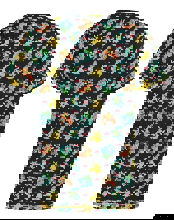 Pokemon Boys Black Starters Sublimation Short Sleeved T-Shirt