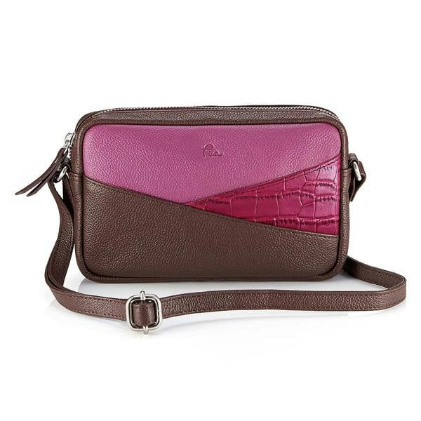 Pia All Lined Up Wine Leather Purse with Strap