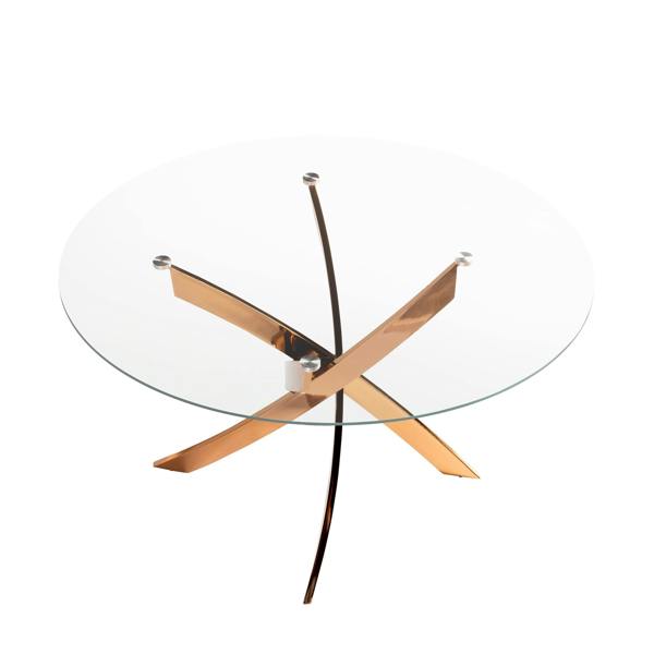 Angel Cerdá Round dining table tempered glass and pink steel 1169