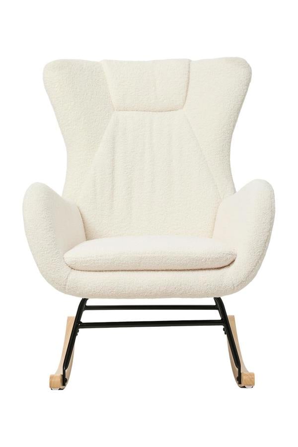 Living and Home White Lambswool Upholstered Rocking Chair