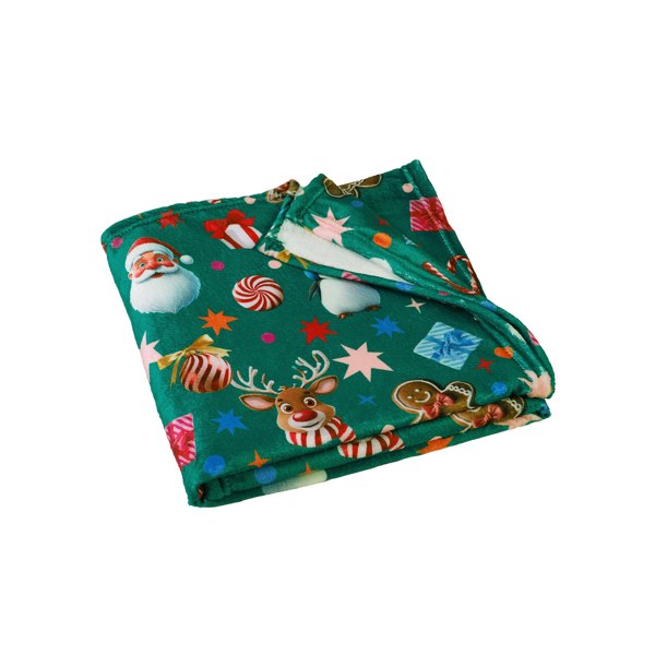 Catherine Lansfield Christmas Icons Cosy Fleece Blanket Throw Green