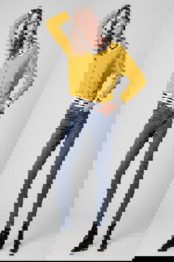 ENORSIA Womens V-Neck Herringbone effect sweatshirts