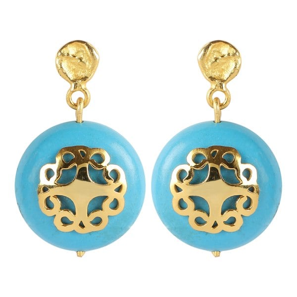 Lila Rasa Turquoise Earring With Filigree Melange