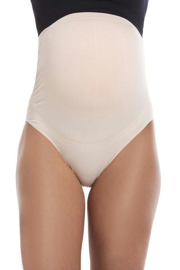 Beige Over The Bump High Waist Maternity Briefs