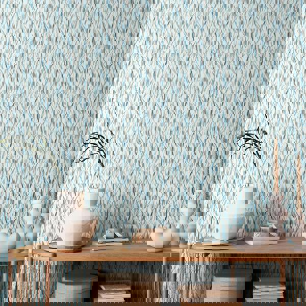 Hoopla Walls Eucalyptus Whisper - Denim Mix 10m Wallpaper