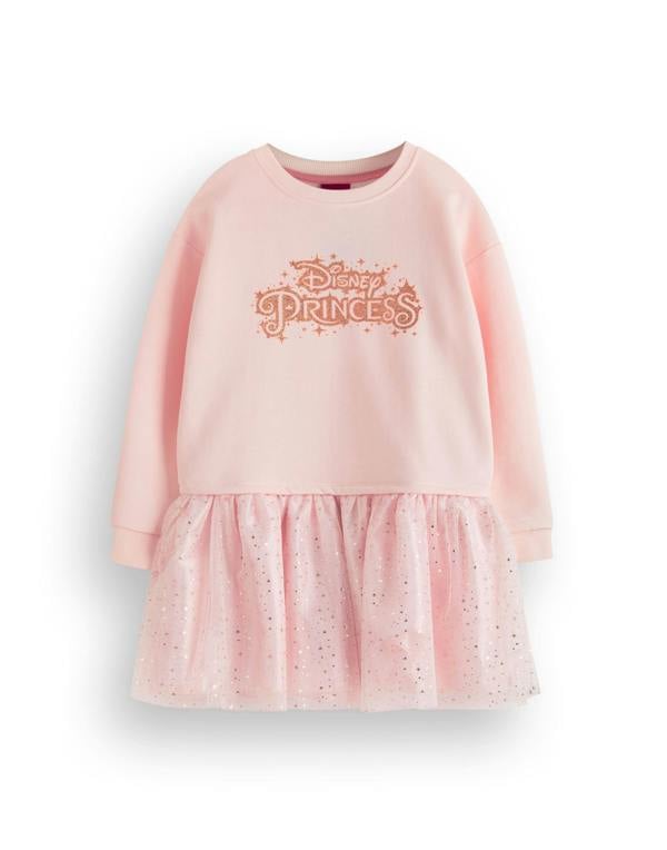 Disney Girls Pink Front Princess Print Dress