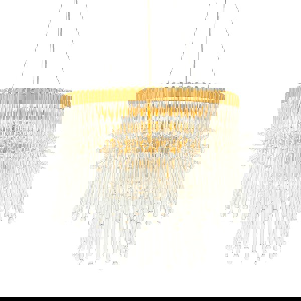Gold Plated Ceiling Chandelier - Glass Detailing - 9 Bulb Pendant Light Fitting
