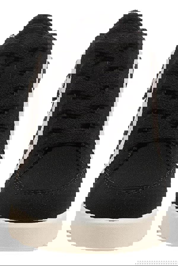 Rocket Dog Bolt Womens Casual Smart Lace Up Shoes Trainers, close-up front view of black sneakers with white sole and black laces.