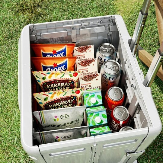 Havendro Folding Storage Box Trolley Cart Wheels Collapsible Container Home Camping Beige