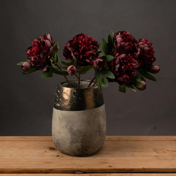 Wyld Haus Set of 3 Artificial Flowers Burgundy Peony Rose Stems