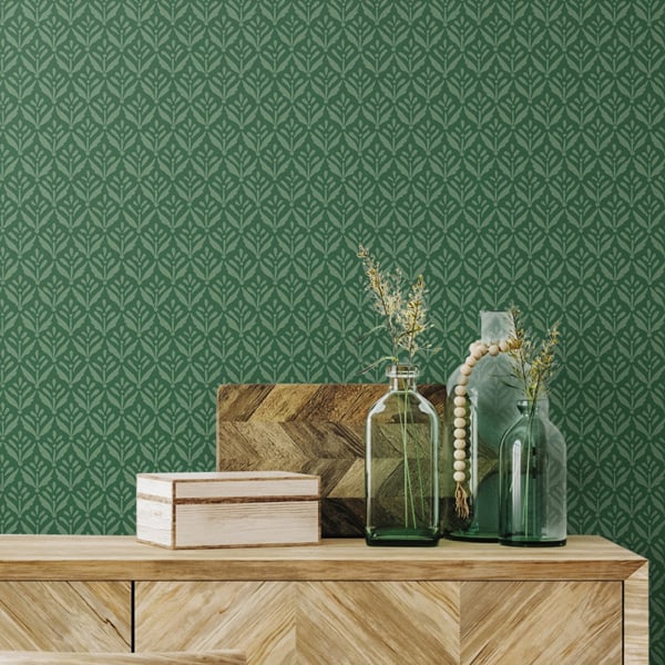 Hoopla Walls Mini Leaf - Forest 10m Wallpaper