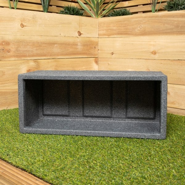 Samuel Alexander 25cm Plastic Ash Grey Slate Effect Garden Patio Trough