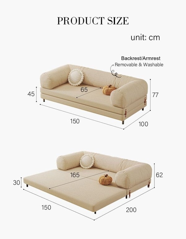 Choudhury Two Seater Sofa Bed, Backrest Washable, Corduroy-Rit Concept-Rit Concept