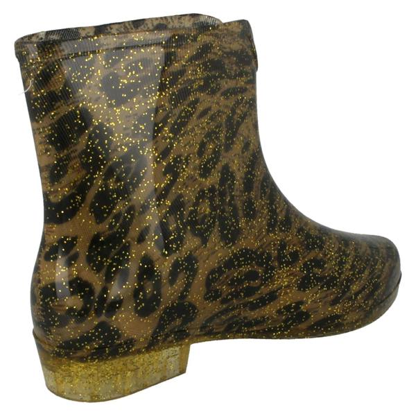 Spot On Ladies Spot On Leopard Print Ankle Wellington Boots