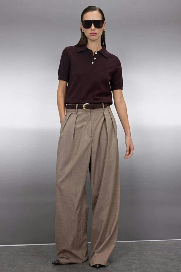 Hoxton Gal Polo Neck Premium Yarn Knit Lightweight Blouse