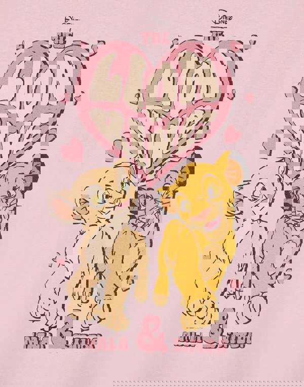 Disney Lion King Girls Pink Heart Short Sleeved T-Shirt