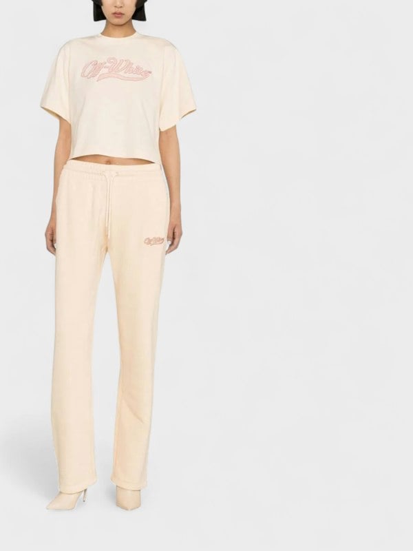 Off-White Embroidered Baseball Logo Tapered Sweatpants Nude
