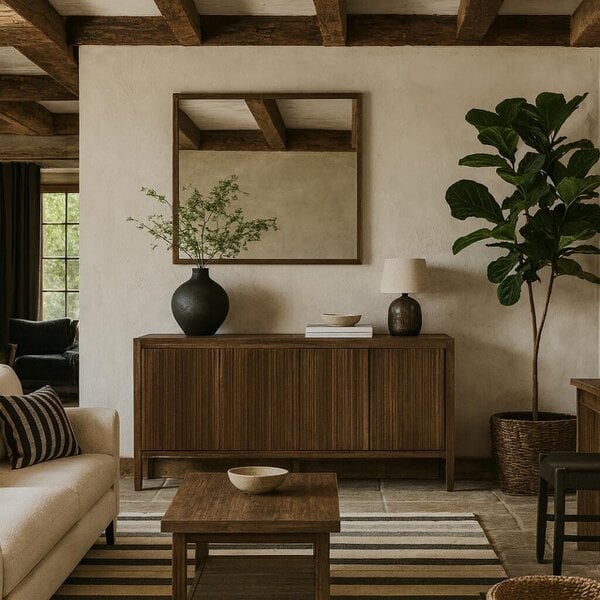 Wyld Haus Manaus Walnut Wood Grain Four Door Sideboard