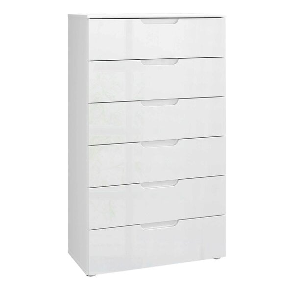 Wyld Haus Leipzig White Gloss Tall Chest of 6 Drawers