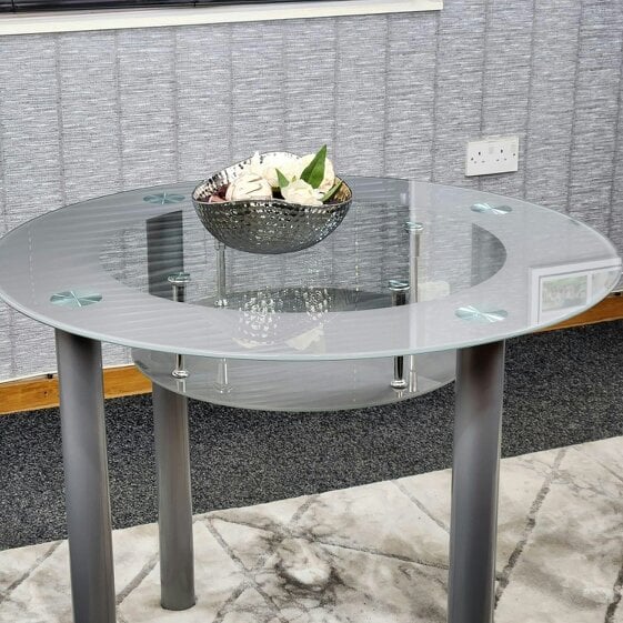 Kosy Koala Glass Grey Dining Table Round Dining Table Dining Room Kitchen Furniture