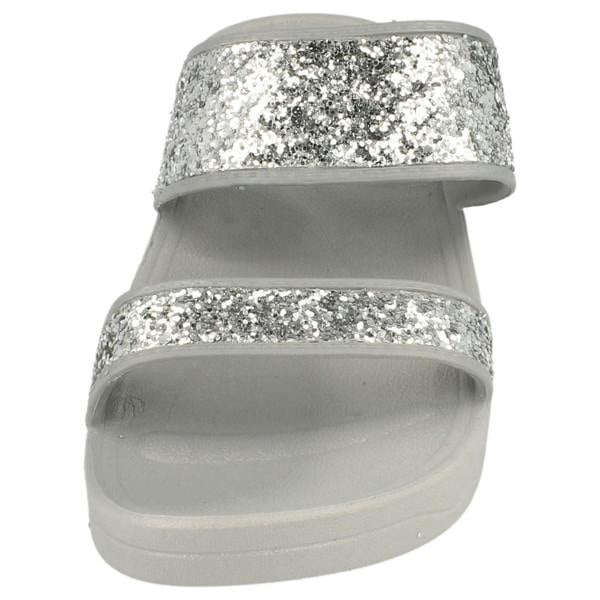 Spot On Ladies Spot On Mid Wedge Glitter 2 Bar Mule