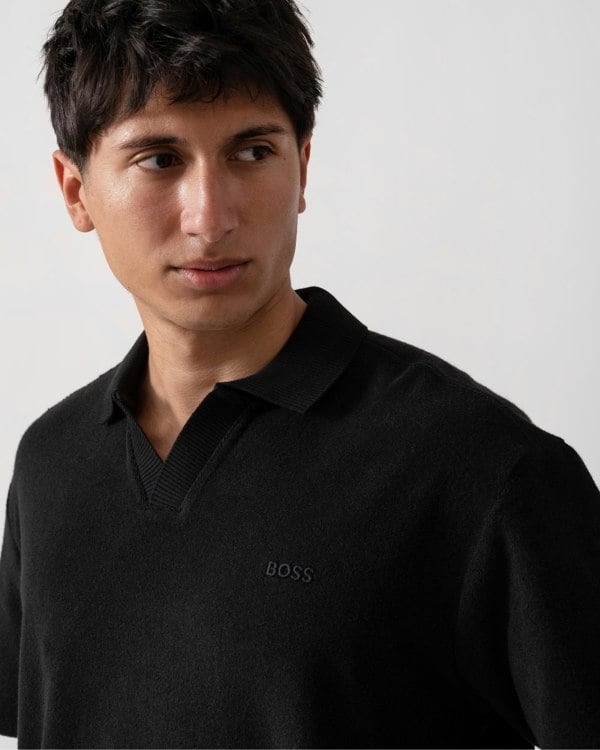 BOSS Orange Doubletowel Mens Polo Shirt - Black 001