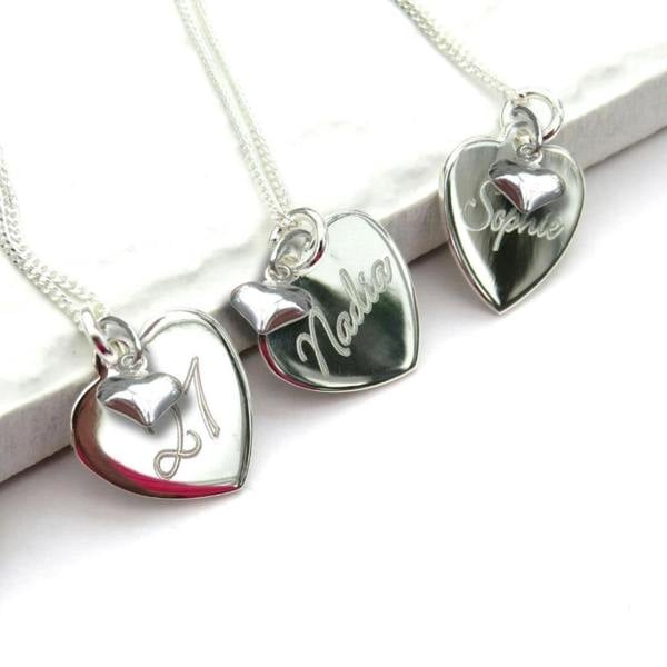 Aye Do Gifts Personalised Sterling Silver Heart & Mini Heart Necklace