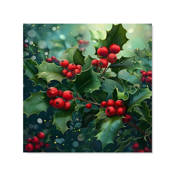 Warren Reed - Designer Festive Holly with Dew-Kissed Berries Kitchen Splashback