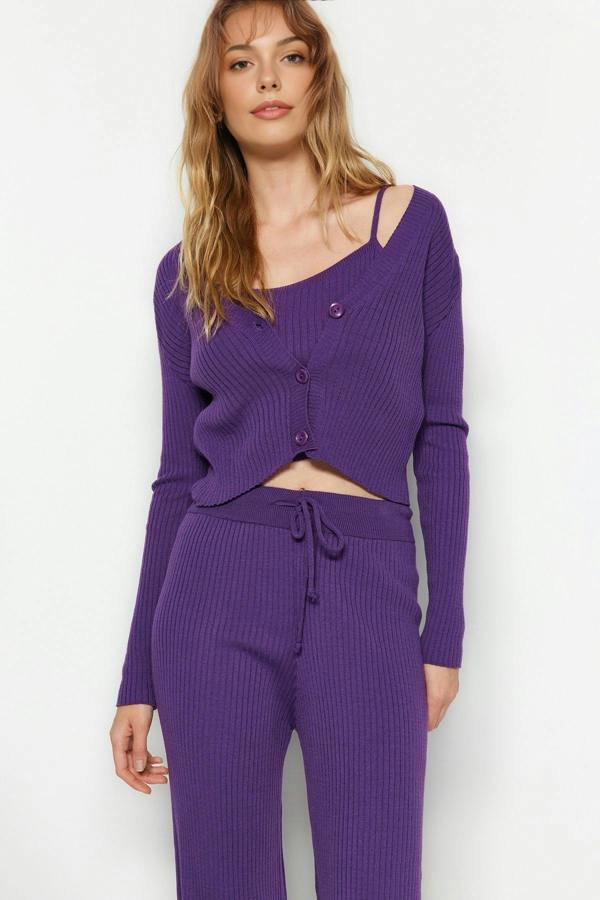 WOVCOR 3-Piece Knit Cardigan, Top & Pants Set