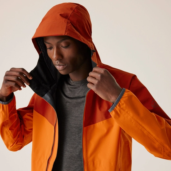 Regatta Great Outdoors Mens Imber II Lightweight Waterproof Jacket - Magma Orange/Burnt Tikka Red