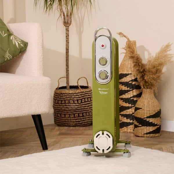 Rediffusion Vintage 9 Fin Oil Filled Radiator 2KW Olive Green