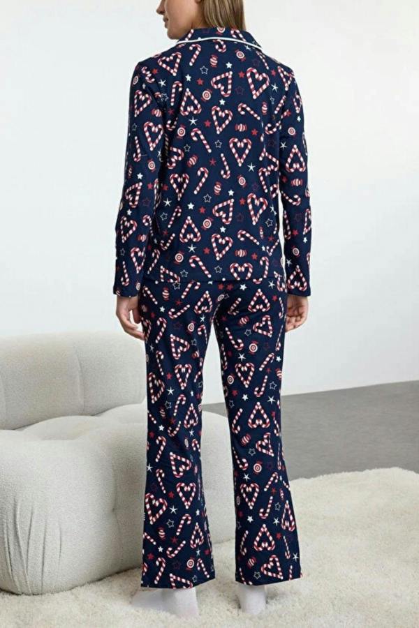 WOVCOR 2-Piece 100% Cotton Christmas Themed Knit Pajama Set