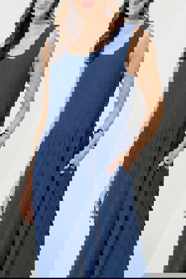 Indigo | Relaxed Sleeveless Wide Crop Jumpsuit
