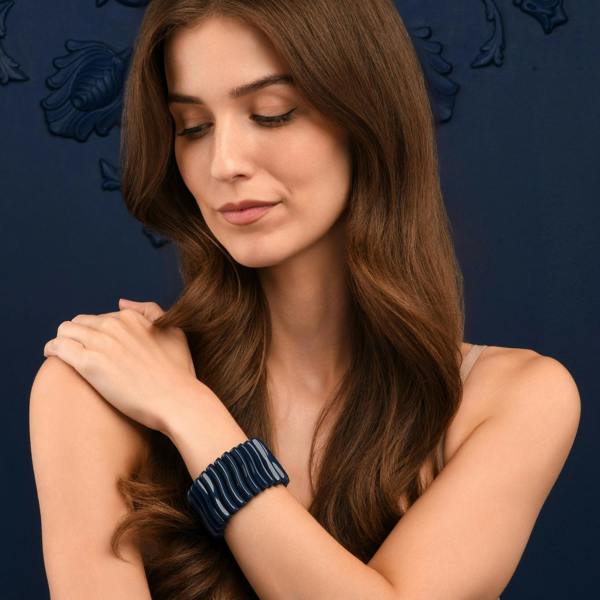 Zavana Wide Blue Chunky Bangle Bracelet for Women
