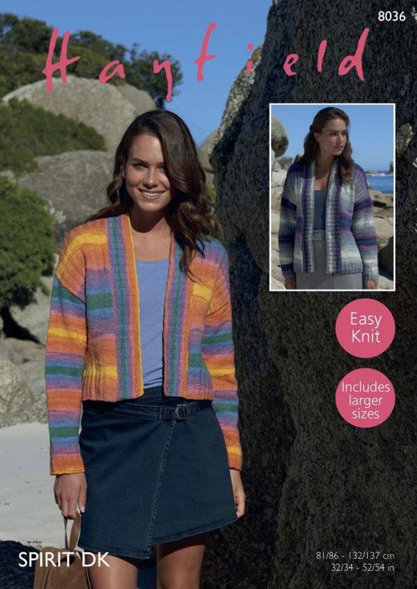 Hayfield Spirit DK Knitting Pattern 8036, Jackets for Women, 32 - 54 Inches - Easy