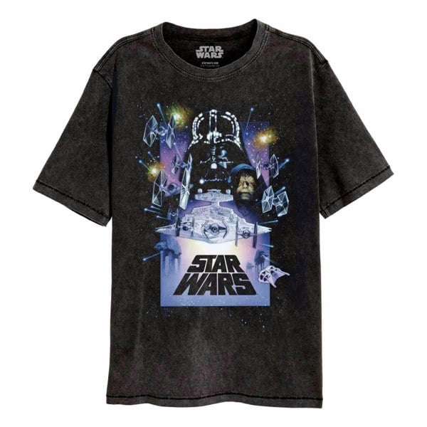 Star Wars Unisex Adult Poster Acid Wash T-Shirt - Black