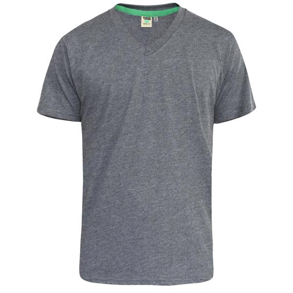 Duke Mens D555 Signature 2 V Neck T-Shirt - Charcoal Melange - 