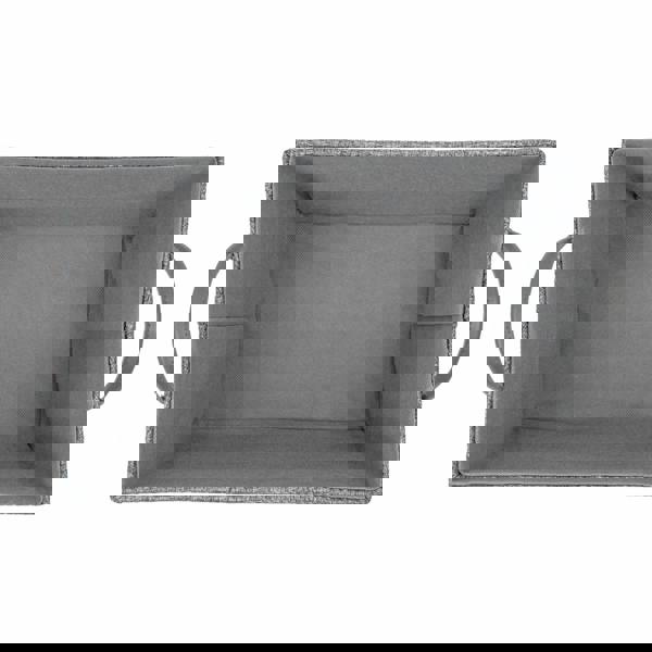 JVL Chroma Rectangular Fabric Storage Baskets with Handles for Home Organisation, Grey