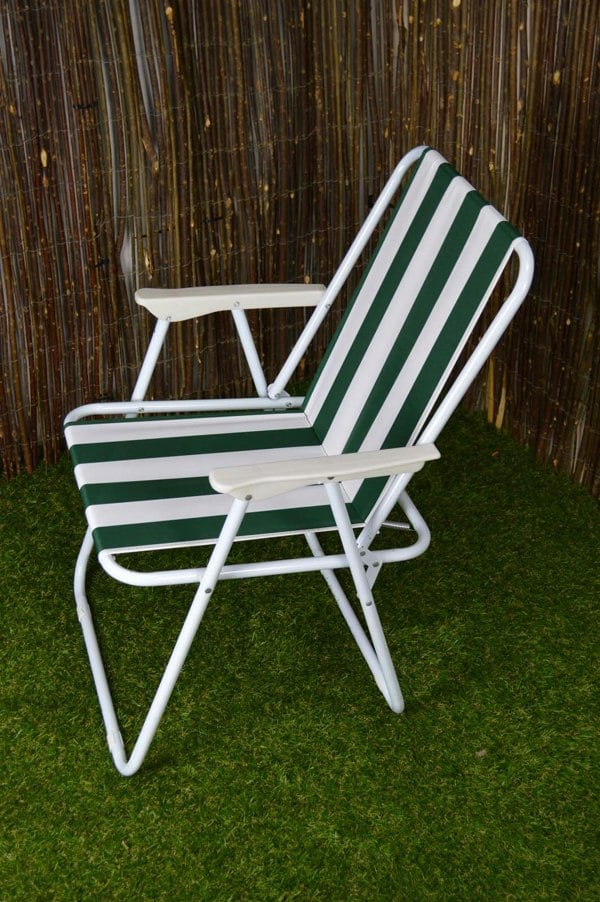 Samuel Alexander 6 Pack of Folding Camping / Picnic Chair in Green and White Garden Patio