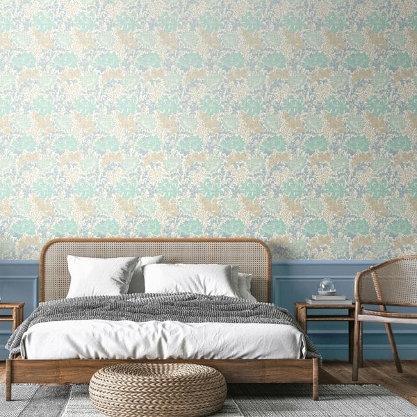 Hoopla Walls Chrysanthemum  - Duckegg Blue 10m Wallpaper