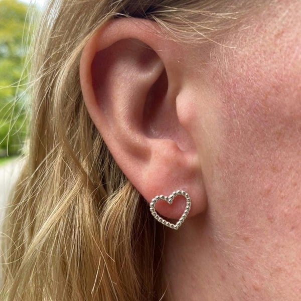 Beaded Heart Stud Earrings - Reeves & Reeves