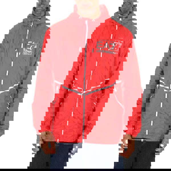 EA7 Bold Logo Red Hooded Jacket