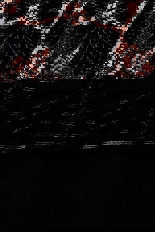 Scalloped Velvet Crochet Maxi Dress - Black DR4386