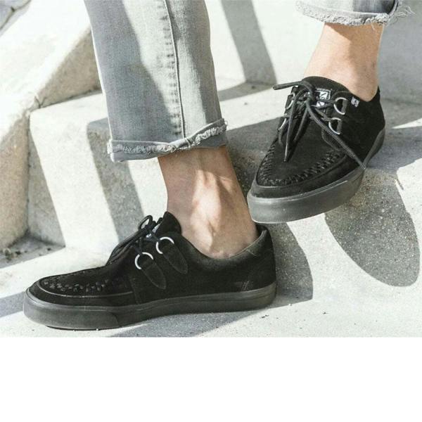 TUK Footwear TUK Pointed Creeper Sneaker Black Suede Platform Shoes - A9178